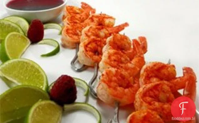 Butterfly Chili Lime Prawn Spedini com molho de framboesa