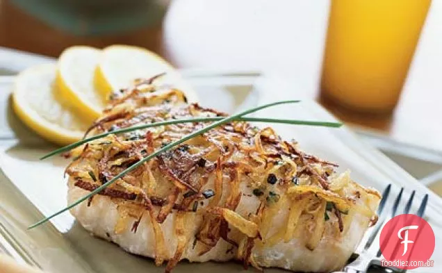 Alabote com crosta de Cebolinha de batata