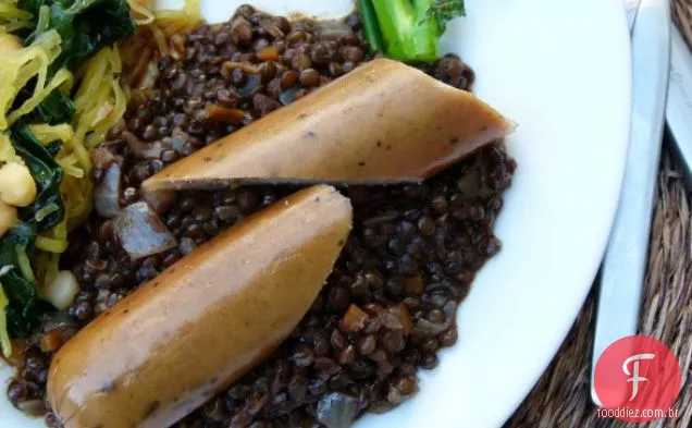 Lentilhas esfumaçadas com (ou sem) salsichas de Peru