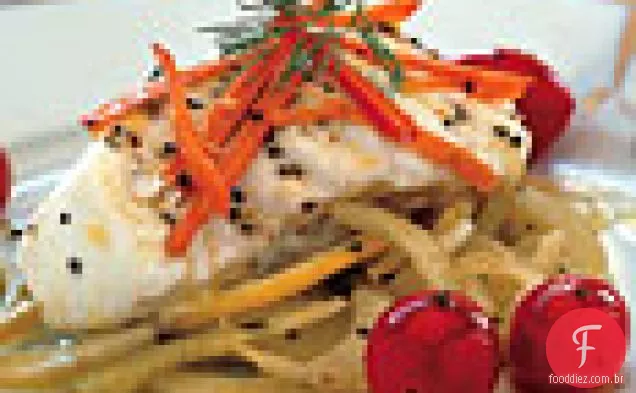 Alabote com cenoura, erva-doce, Limão e alho