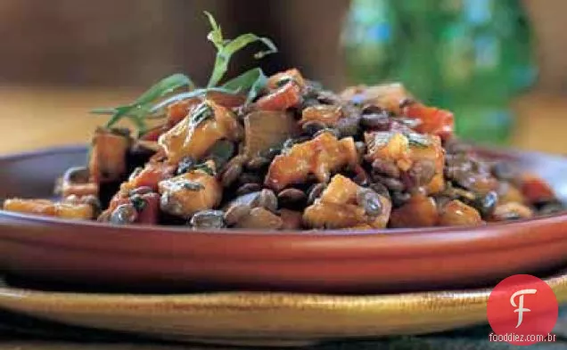 Lentilhas com vegetais de Inverno vitrificados com vinho