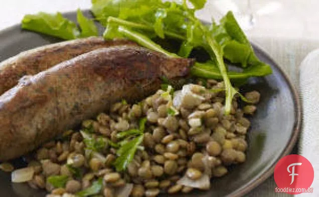 Salsichas de Ano Novo com lentilhas de alho