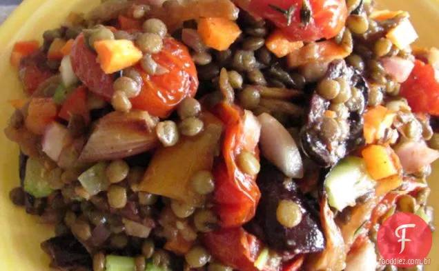 Salada De Lentilha Puy Com Legumes Caramelizados