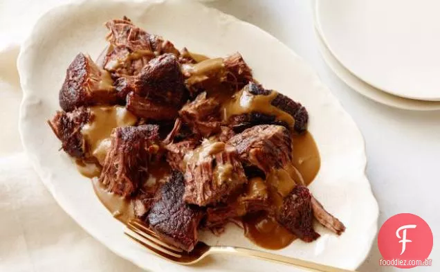 Stracotto (assado em panela) com cogumelos Porcini