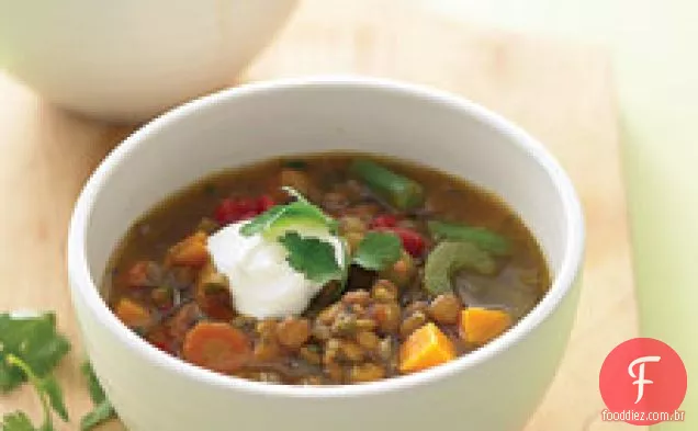 Lentilha e ensopado de batata-doce