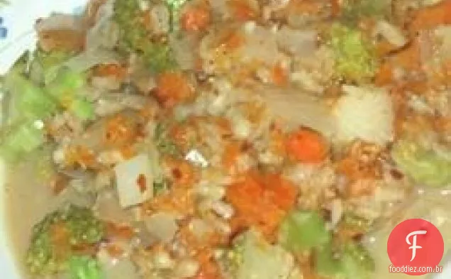 Creme de coco leve brócolis e sopa de cevada
