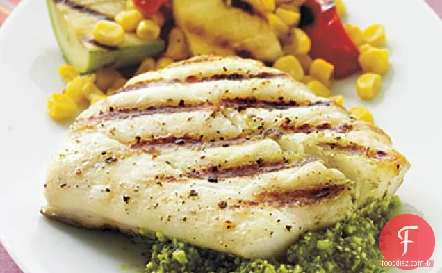Alabote com Pesto de limão rápido