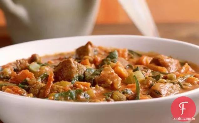 Ensopado de cordeiro e lentilha com curry
