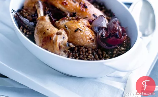 Frango Assado Com Alecrim Com Lentilhas