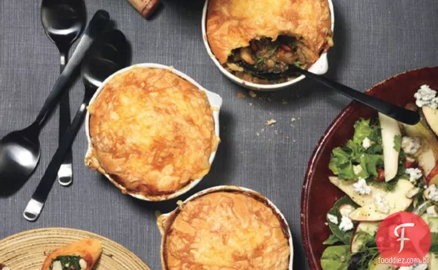 Tortas De Cogumelos E Lentilhas Com Cobertura De Biscoito Gouda