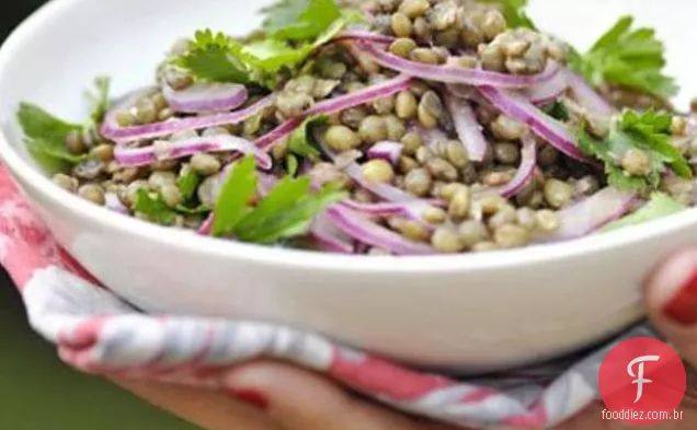 Lentilha Puy, Cebola Vermelha E Salada De Ervas