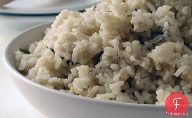 Arroz Basmati com manjericão e hortelã