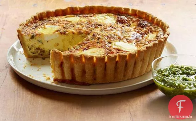 Quiche de chouriço e queijo de cabra