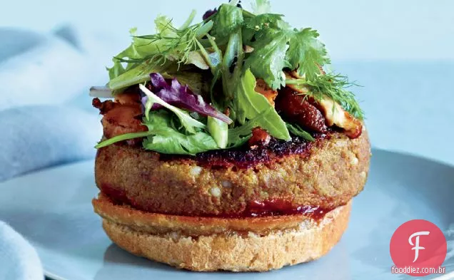 Hambúrgueres vegetarianos com ketchup de romã