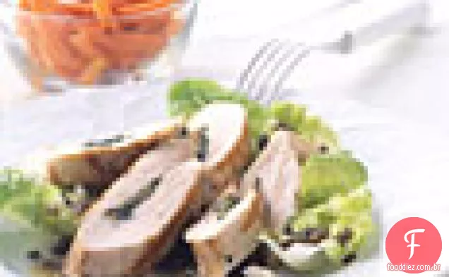 Frango recheado com ervas com cebola caramelizada, lentilha e queijo Feta S