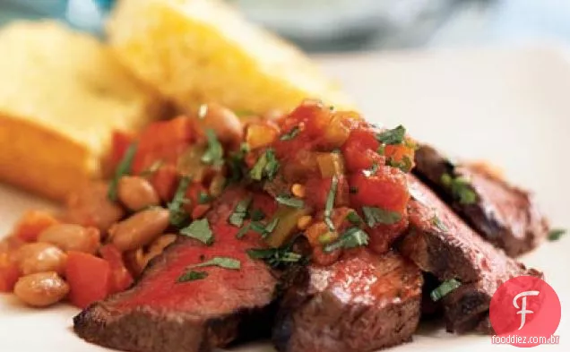 Bife do sudoeste e feijão Pinto