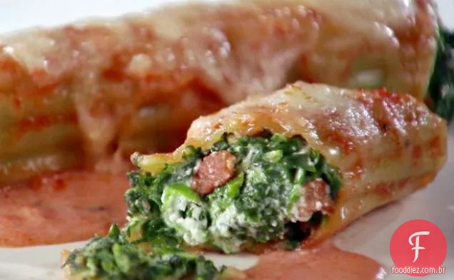 Bacon e queijo Manicotti