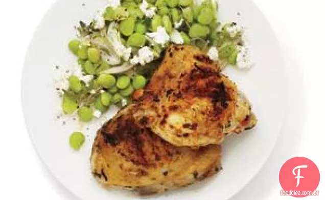 Frango Grelhado Com Limão E Alho Com Salada De Feijão Lima