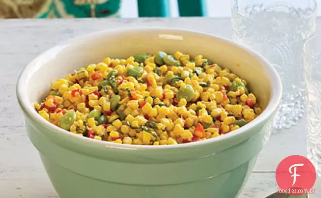 Salada de feijão de milho e Lima