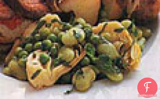 Salada de alcachofra, feijão e ervilha