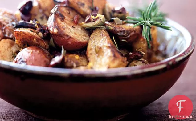 Batatas assadas com Tapenade com pontas cítricas