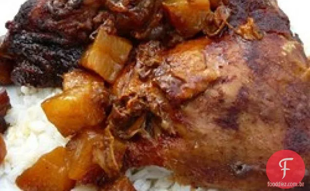 Tire A Noite Fora Fogão Lento Abacaxi Frango