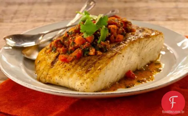 Peixe branco grelhado com Chermoula
