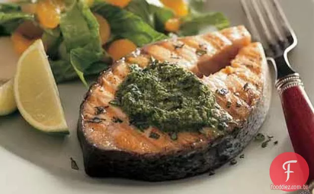 Bifes De Salmão Grelhados Com Ervas Picantes