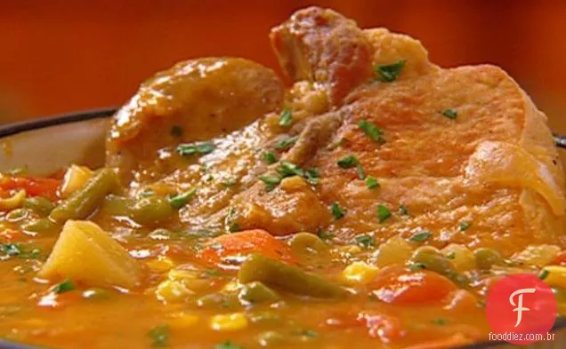 Sopa de legumes frita da costeleta de Porco da vovó Neely