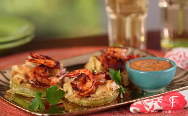 Tomates verdes fritos com Remoulade de camarão