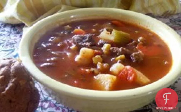 Sopa Vegetal Da Carne Do Fogão Lento
