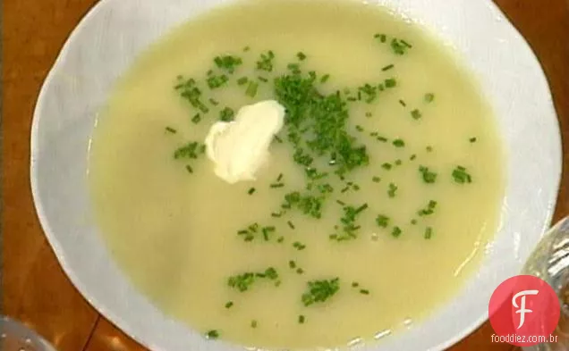 Creme de alho-poró e sopa de batata