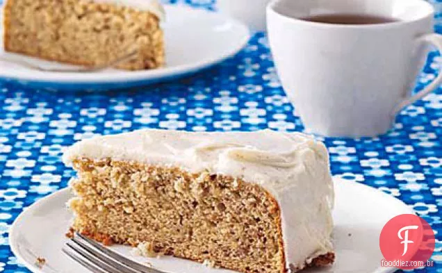 Bolo de lanche de Banana com cobertura de manteiga marrom