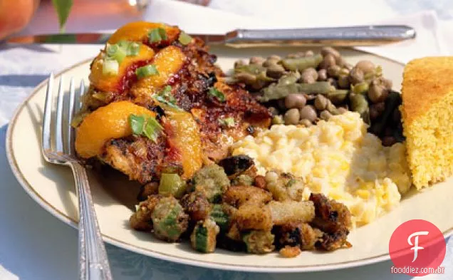 Quiabo frito e batatas