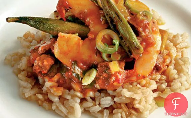 Camarão Lowcountry-e-quiabo Pilau