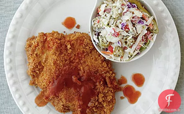 Molho quente frango frito com quiabo em conserva Slaw