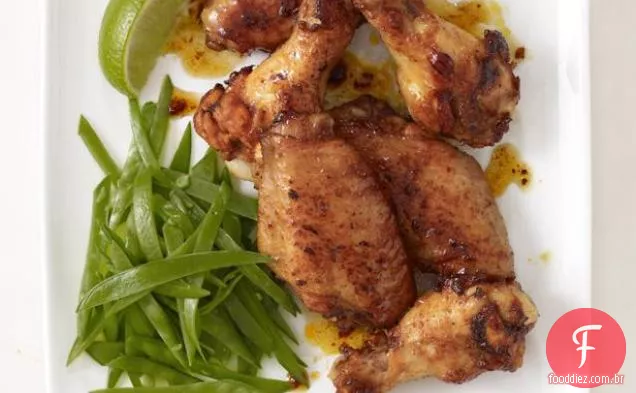 Asas De Frango Com Vidro De Mel Com Ervilhas