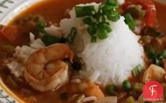Camarão e quiabo Gumbo
