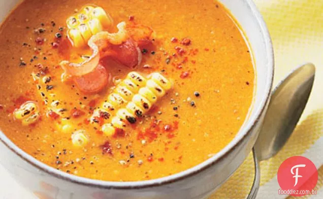 Sopa de tomate e milho assada