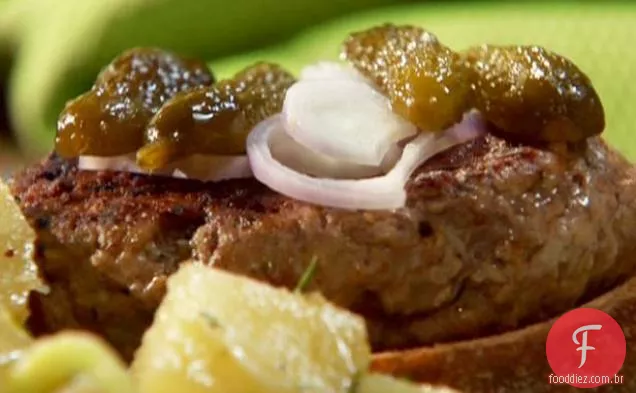 Carne de porco do país e hambúrgueres de pimenta