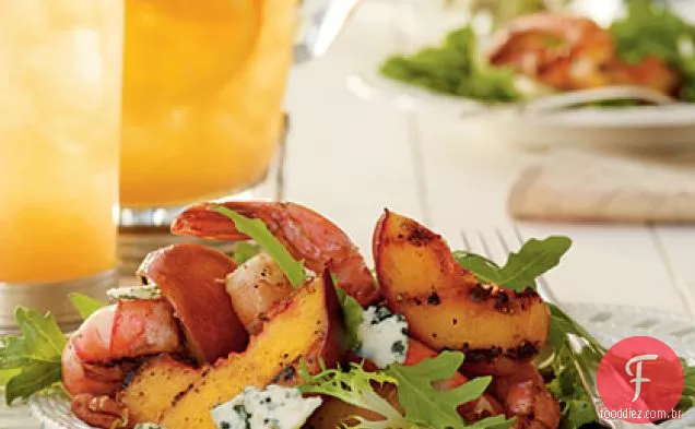 Salada de camarão grelhado com vinagrete de chá doce