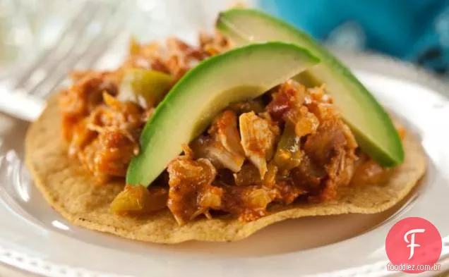 Shredded Spicy Chicken Tostadas (Tinga)