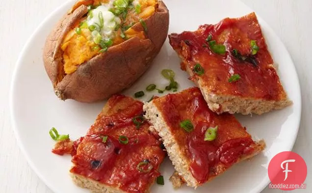 Quadrados de bolo de carne de peru com Batata-Doce