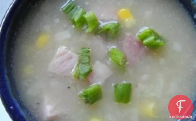Creme sem creme de presunto e sopa de batata