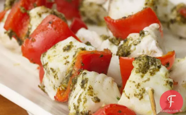 Pesto Halibut Kebabs