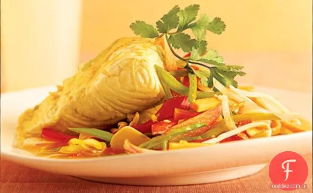 Alabote Escalfado Em Caldo De Legumes