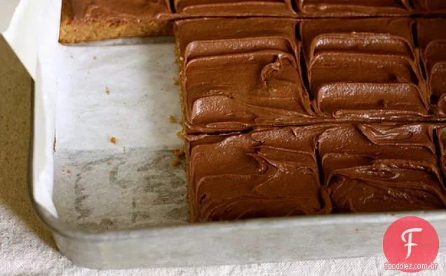 Manteiga De Amendoim Blondies Com Cobertura De Chocolate Ao Leite