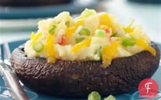Quatro Queijo Purê De Batata Recheado Cogumelos Portobello