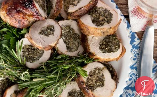 Queijo de cabra e Roulade de Frango Recheado com ervas