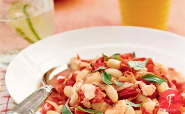 Tomate quente e ensopado de Feijão Branco